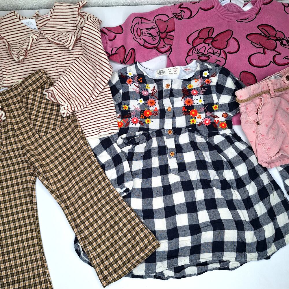 Zara Baby Girls Lot Outfits 18-24mo Fall Minnie Mouse Flares Plaid Gingham Dress